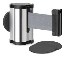 Chrome Glass/Surface Mount Retractable Belt - Gray 10 ft