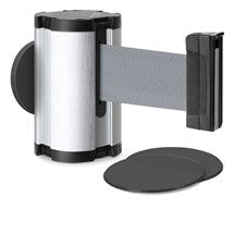 Satin Aluminum Glass/Surface Mount Retractable Belt - Gray 10 ft