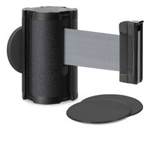 Wrinkle Black Glass/Surface Mount Retractable Belt Safety Barrier