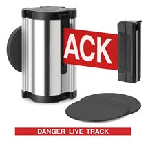 Chrome Glass/Surface Mount Retractable Belt - Danger Live Track 10 ft
