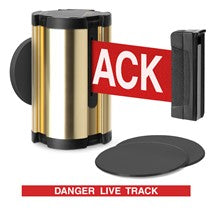 Gold Glass/Surface Mount Retractable Belt - Danger Live Track 10 ft
