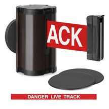 Statuary Bronze Glass/Surface Mount Retractable Belt - Danger Live Track 10 ft