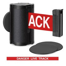Wrinkle Black Glass/Surface Mount Retractable Belt - Danger Live Track 10 ft