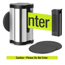 Chrome Glass/Surface Mount Retractable Belt - Caution / Please Do Not Enter 10 ft
