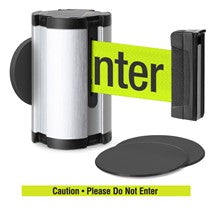 Satin Aluminum Glass/Surface Mount Retractable Belt - Caution / Please Do Not Enter 10 ft