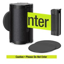 Wrinkle Black Glass/Surface Mount Retractable Belt - Caution / Please Do Not Enter 10 ft