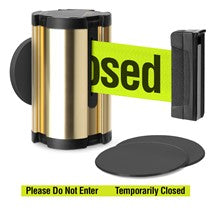 Gold Glass/Surface Mount Retractable Belt - Do Not Enter / Temporarily Closed 10 ft
