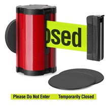 Torch Red Glass/Surface Mount Retractable Belt - Do Not Enter / Temporarily Closed 10 ft