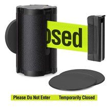 Wrinkle Black Glass/Surface Mount Retractable Belt - Do Not Enter / Temporarily Closed 10 ft