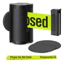 Wrinkle Black Glass/Surface Mount Retractable Belt - Temporarily Closed / Do Not Enter (Double-Sided) 10 ft