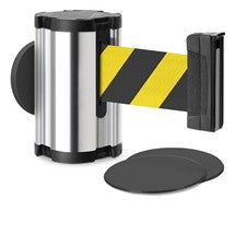 Chrome Glass/Surface Mount Retractable Belt - Safety Stripe 10 ft