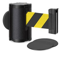 Wrinkle Black Glass/Surface Mount Retractable Belt Safety Barrier
