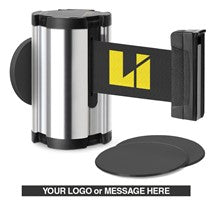 Chrome Glass/Surface Mount Retractable Belt - Custom Printing 10 ft