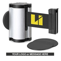 Satin Aluminum Glass/Surface Mount Retractable Belt - Custom Printing 10 ft