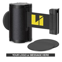 Wrinkle Black Glass/Surface Mount Retractable Belt Safety Barrier