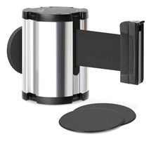 Chrome Glass/Surface Mount Retractable Belt - Black 15 ft