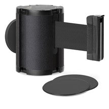 Wrinkle Black Glass/Surface Mount Retractable Belt Safety Barrier