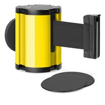 Yellow Glass/Surface Mount Retractable Belt Safety Barrier
