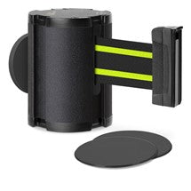 Wrinkle Black Glass/Surface Mount Retractable Belt - Black/Yellow 15 ft