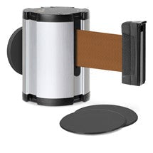 Satin Aluminum Glass/Surface Mount Retractable Belt - Bronze 15 ft