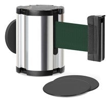 Chrome Glass/Surface Mount Retractable Belt - Forest Green 15 ft