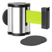 Chrome Glass/Surface Mount Retractable Belt - Fluorescent Yellow 15 ft