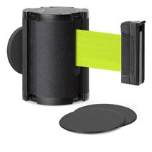 Wrinkle Black Glass/Surface Mount Retractable Belt Safety Barrier