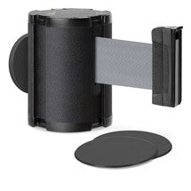 Wrinkle Black Glass/Surface Mount Retractable Belt Safety Barrier