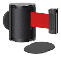Wrinkle Black Glass/Surface Mount Retractable Belt Safety Barrier