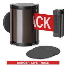 Statuary Bronze Glass/Surface Mount Retractable Belt - Danger Live Track 15 ft