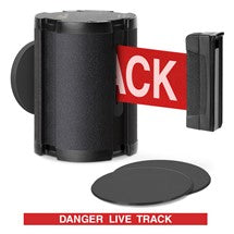 Wrinkle Black Glass/Surface Mount Retractable Belt Safety Barrier