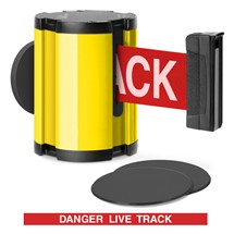 Yellow Glass/Surface Mount Retractable Belt - Danger Live Track 15 ft