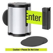 Satin Aluminum Glass/Surface Mount Retractable Belt - Caution / Please Do Not Enter 15 ft