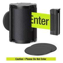 Wrinkle Black Glass/Surface Mount Retractable Belt - Caution / Please Do Not Enter 15 ft