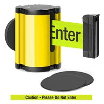 Yellow Glass/Surface Mount Retractable Belt - Caution / Please Do Not Enter 15 ft