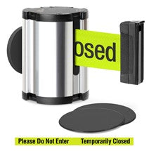 Chrome Glass/Surface Mount Retractable Belt - Do Not Enter / Temporarily Closed 15 ft