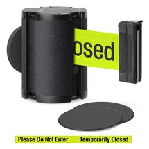 Wrinkle Black Glass/Surface Mount Retractable Belt Safety Barrier