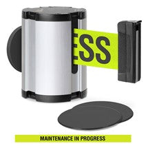 Satin Aluminum Glass/Surface Mount Retractable Belt - Maintenance in Progress 15 ft