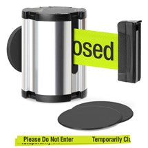 Chrome Glass/Surface Mount Retractable Belt - Temporarily Closed / Do Not Enter (Double-Sided) 15 ft