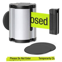 Satin Aluminum Glass/Surface Mount Retractable Belt - Temporarily Closed / Do Not Enter (Double-Sided) 15 ft