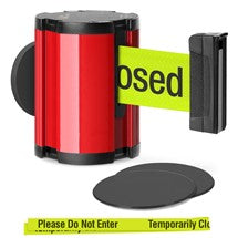 Torch Red Glass/Surface Mount Retractable Belt - Temporarily Closed / Do Not Enter (Double-Sided) 15 ft