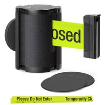 Wrinkle Black Glass/Surface Mount Retractable Belt - Temporarily Closed / Do Not Enter (Double-Sided) 15 ft