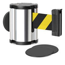 Chrome Glass/Surface Mount Retractable Belt - Safety Stripe 15 ft
