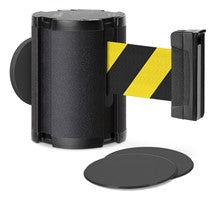 Wrinkle Black Glass/Surface Mount Retractable Belt Safety Barrier