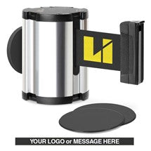 Chrome Glass/Surface Mount Retractable Belt - Custom Printing 15 ft