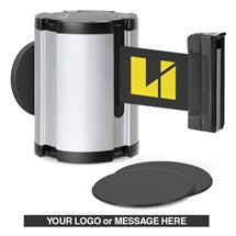 Satin Aluminum Glass/Surface Mount Retractable Belt - Custom Printing 15 ft