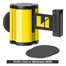 Yellow Glass/Surface Mount Retractable Belt - Custom Printing 15 ft
