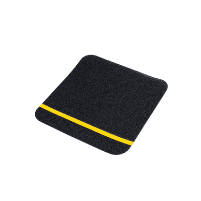 Black Anti-Slip Floor Tiles with Yellow Reflective Stripe (5.5″ × 5.5″)