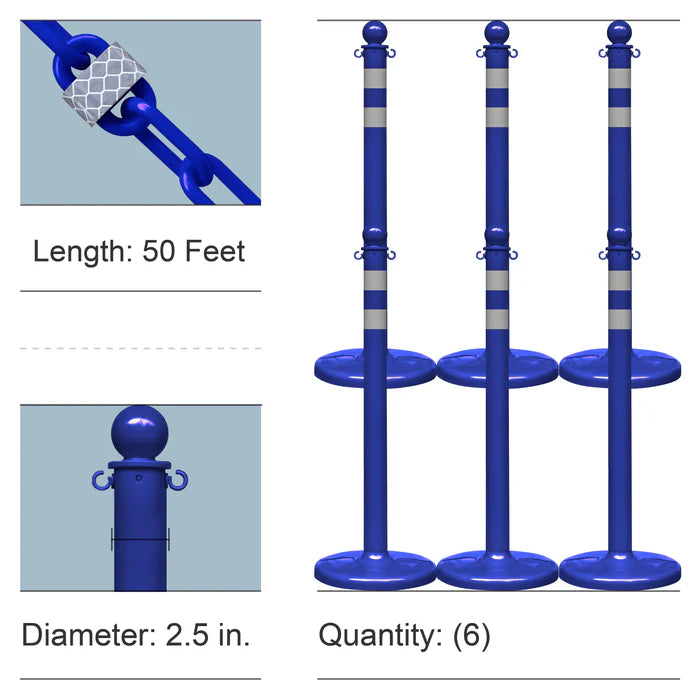 Reflective Stanchion Kits with Plastic Chain