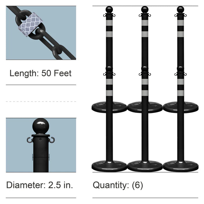 Reflective Stanchion Kits with Plastic Chain